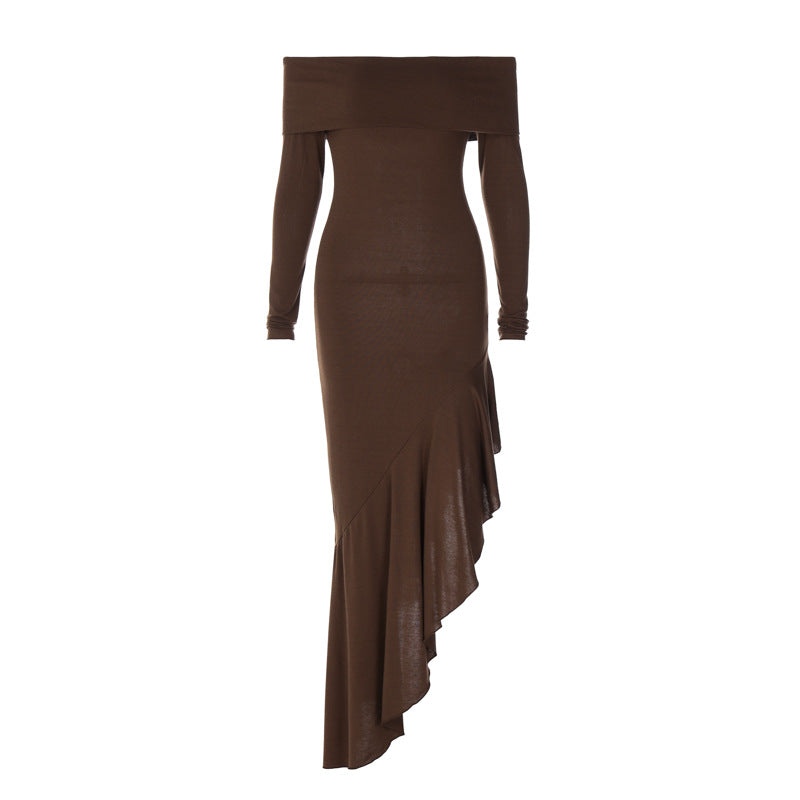 Off-Shoulder Fitted Mermaid Hem Maxi Dress