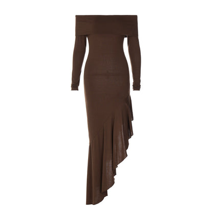 Off-Shoulder Fitted Mermaid Hem Maxi Dress
