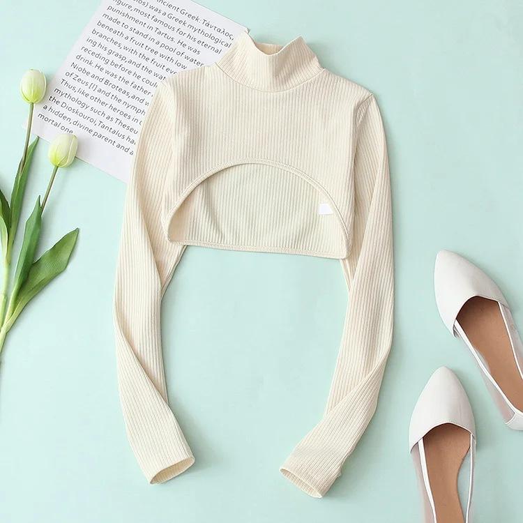 Long Sleeve Crop Top and Bra Set